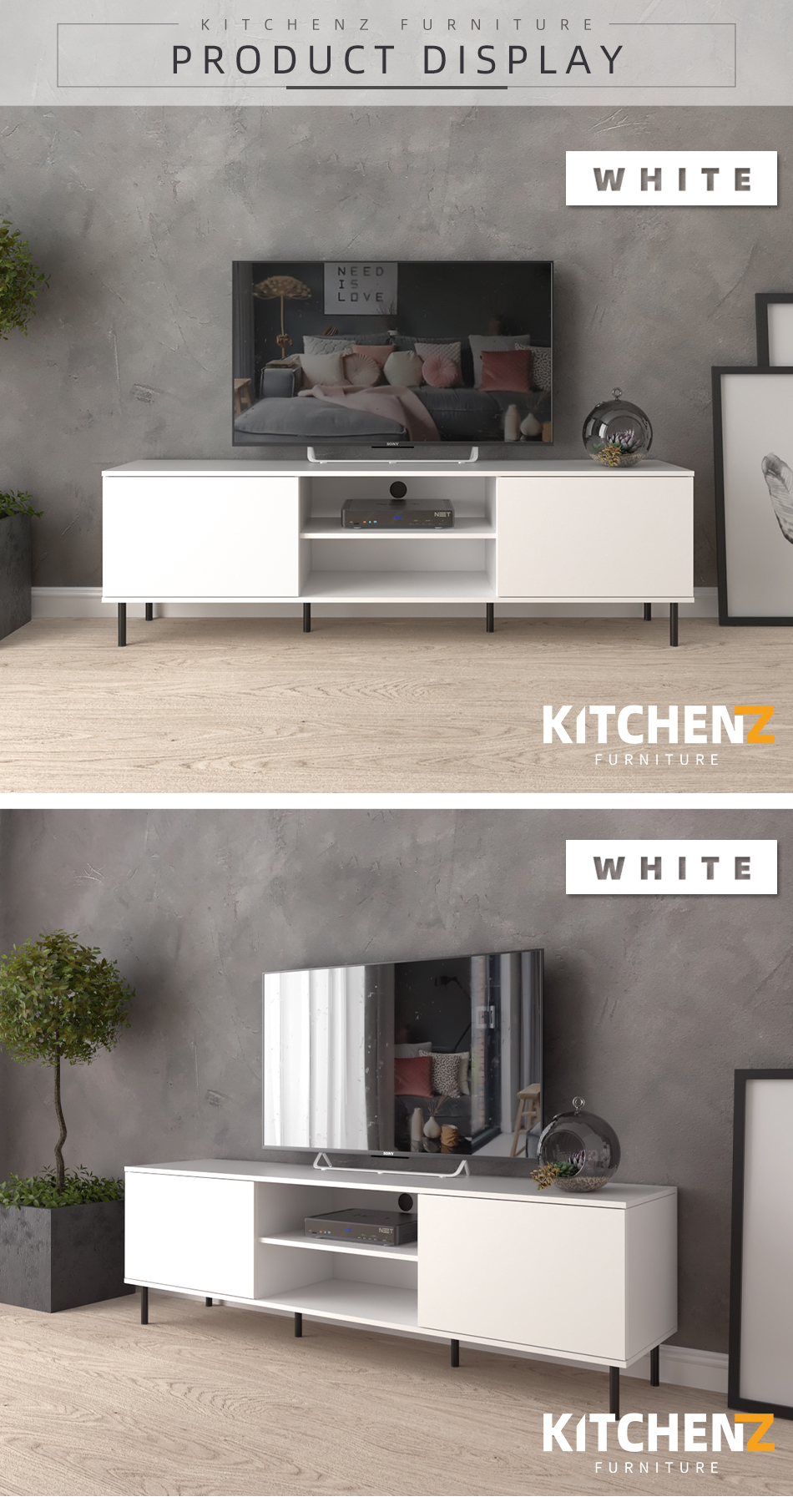 [FREE Shipping] Homez 6Ft Tv Cabinet Modernist Design Solid Board Tv ...