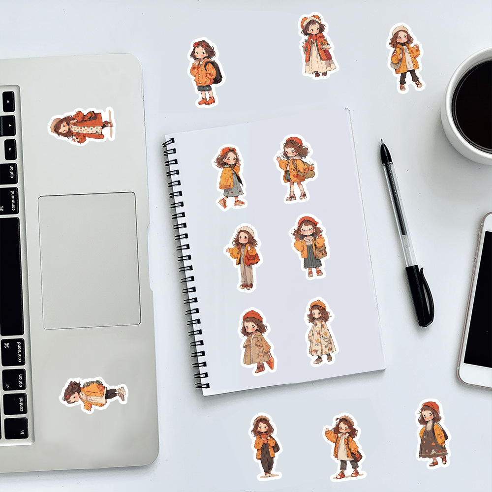 100pcs Cute Girls Sticker Autumn Wear Decoration Journal Sticker DIY ...
