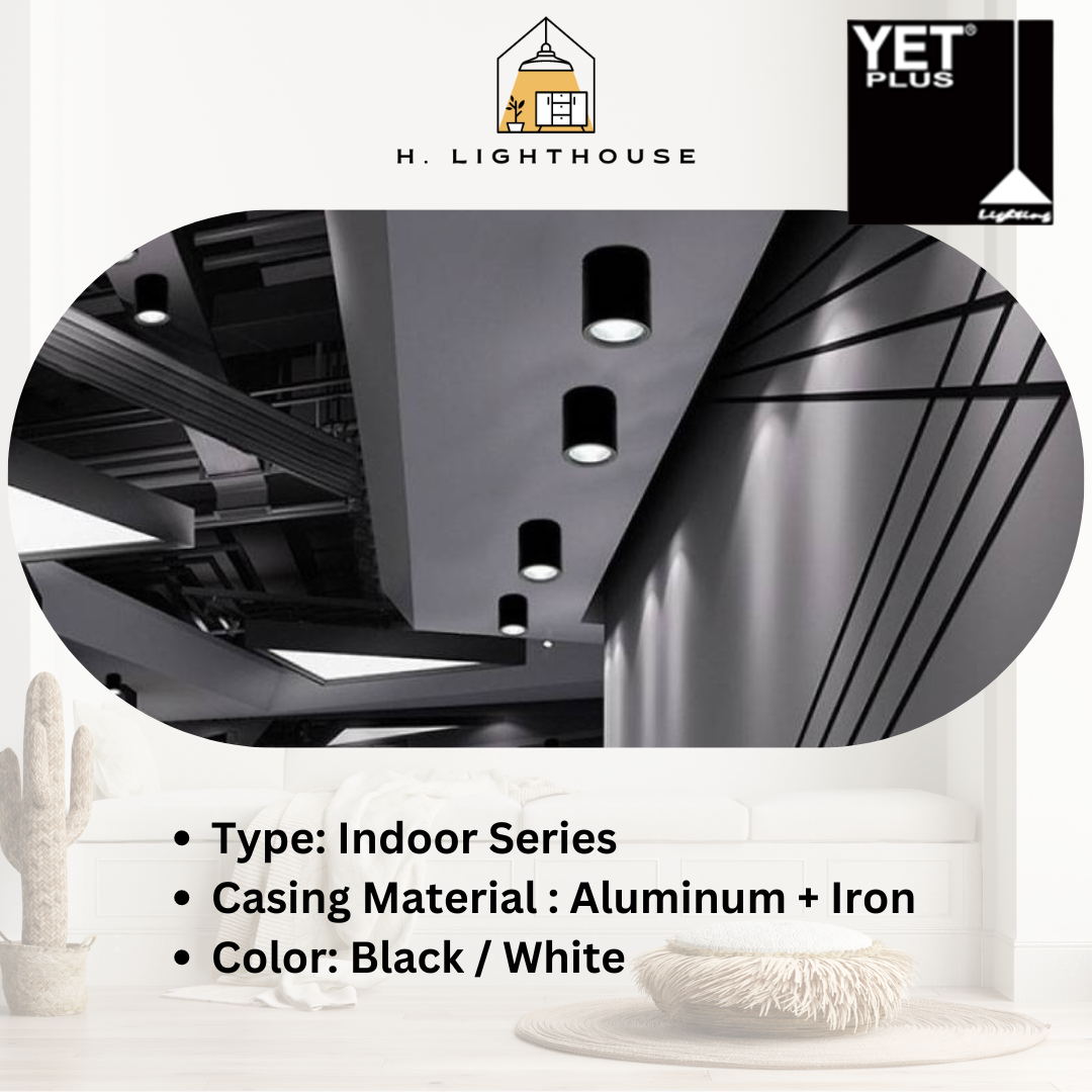 YETPLUS Mounted Surface Downlight 6'' 8'' E27 Black/White Flush Surface ...