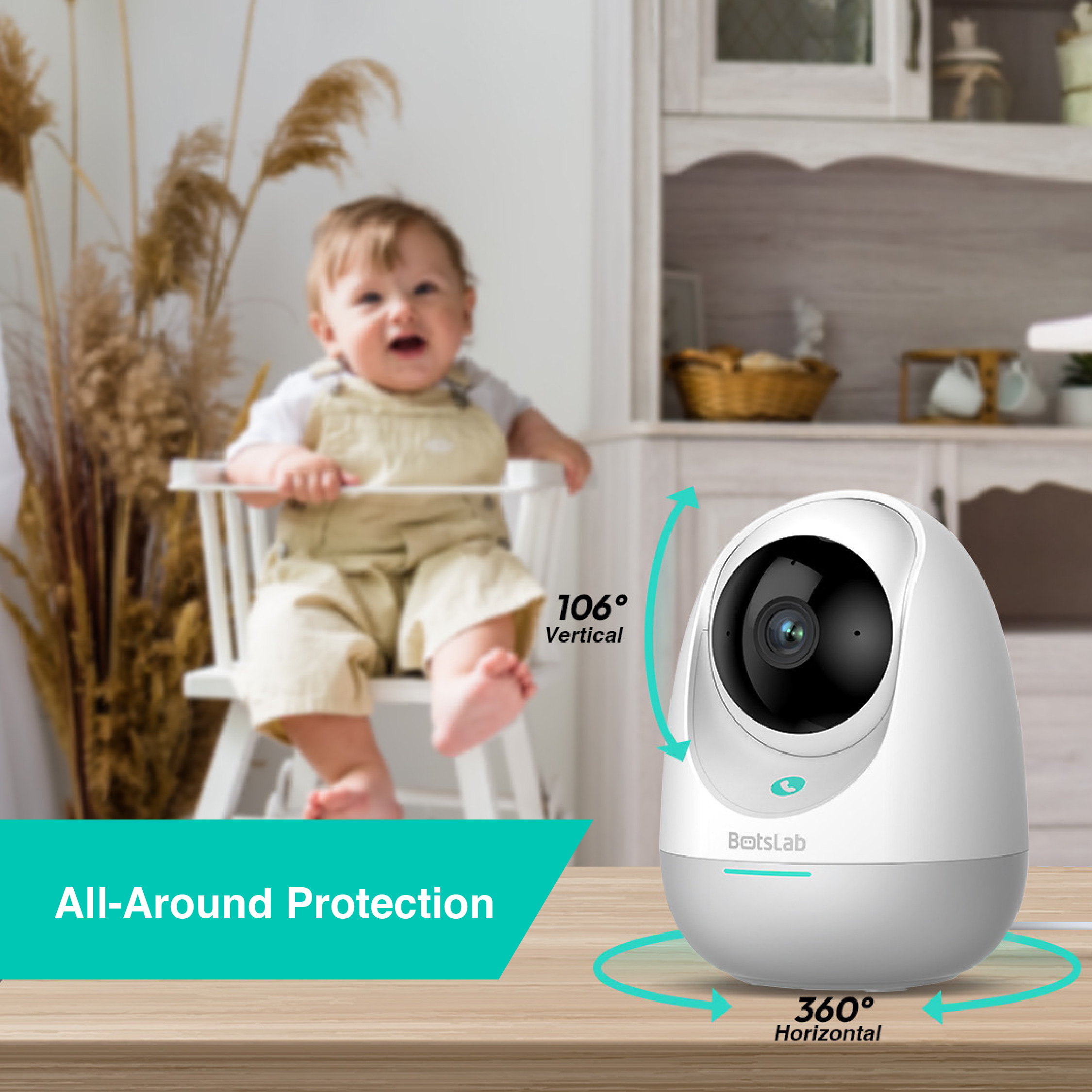 Botslab Indoor Cam 2E Pro C213 2K Wi-Fi / LAN Smart AI Pan 360 Tilt ...