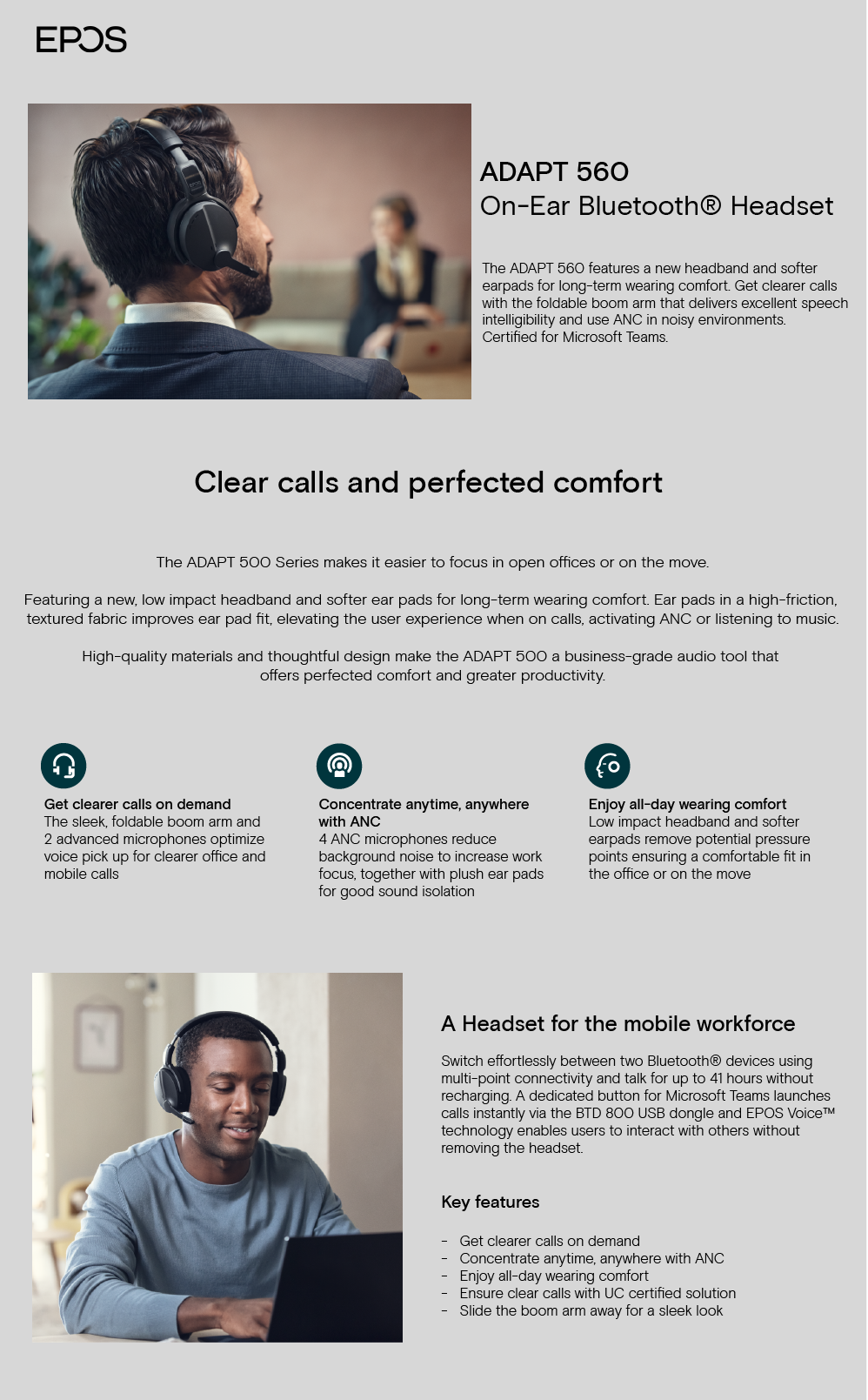 EPOS ENTERPRISE I SENNHEISER ADAPT 560 Double-Side On Ear Headphone ...