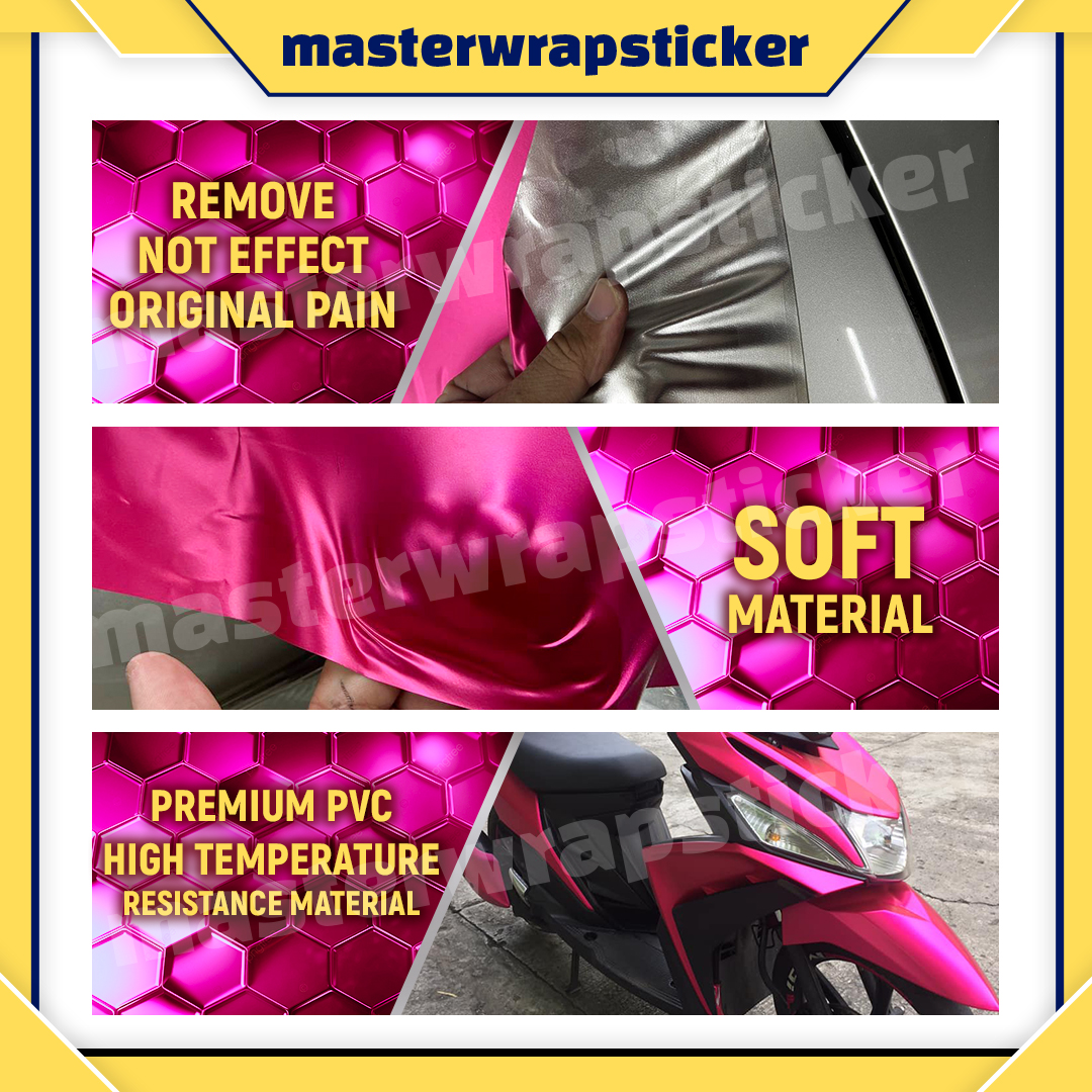 NEW SATIN MATTE PINK STICKER MOTOR(152CM-90CM)stiker moto JAMBU vinyl ...