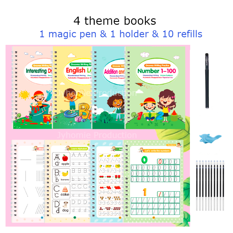 Writing Book Reusable Writing Book 4 Books Writing Book For Kids Buku ...