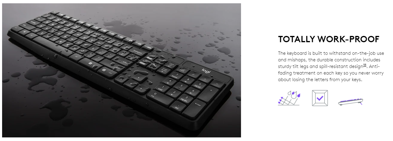 Logitech MK235 Wireless Keyboard and Mouse Combo Full-Size 2.4GHz 10 ...