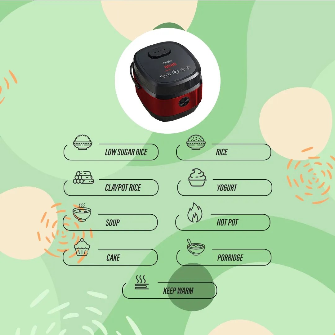 Giselle 3L/5L Multifunction Digital Low Sugar Rice Cooker (With Preset ...