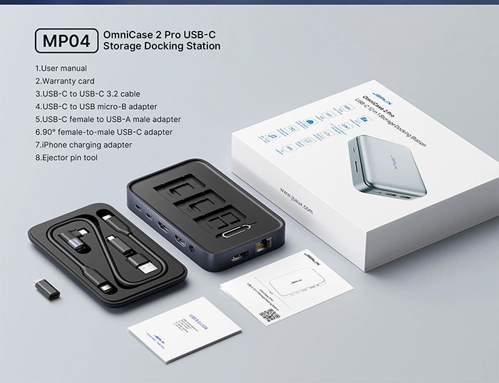 JSAUX MP04 OminiCase 2 Pro USB-C 12 in 1 Storage Docking Station 5 Gbps ...