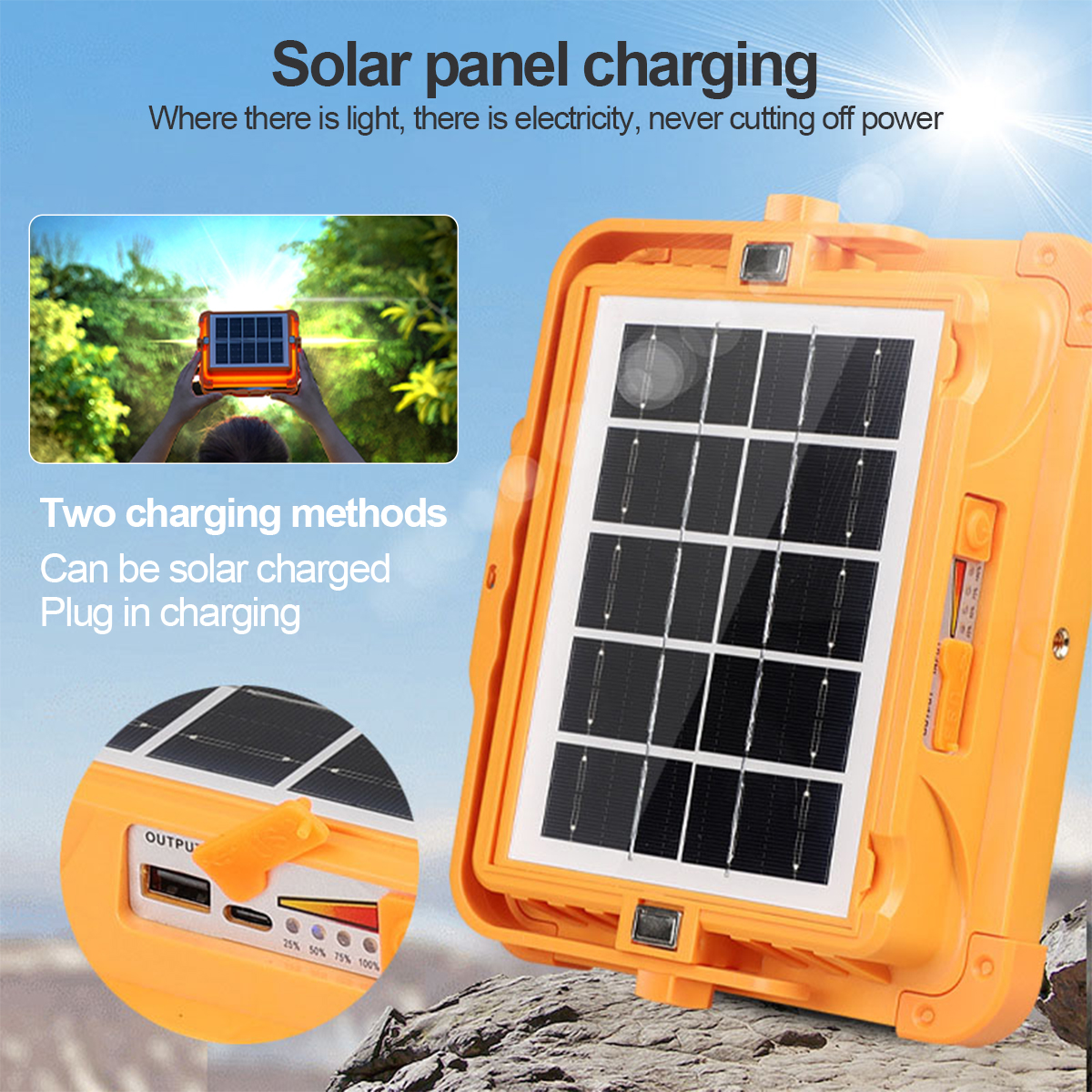 16H Battery life 288 LED's Solar Charge Outdoor Light USB Rechargeable