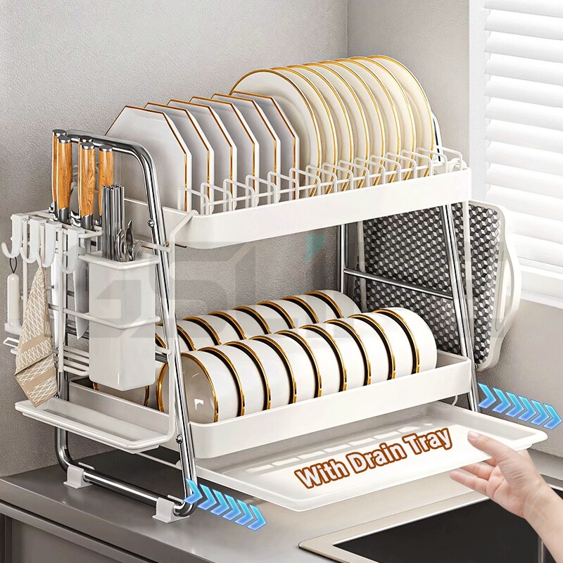 GSlife NEW Sturdy Dish Rack Stainless Steel 2/3 Layer Dish Drainer Rack ...