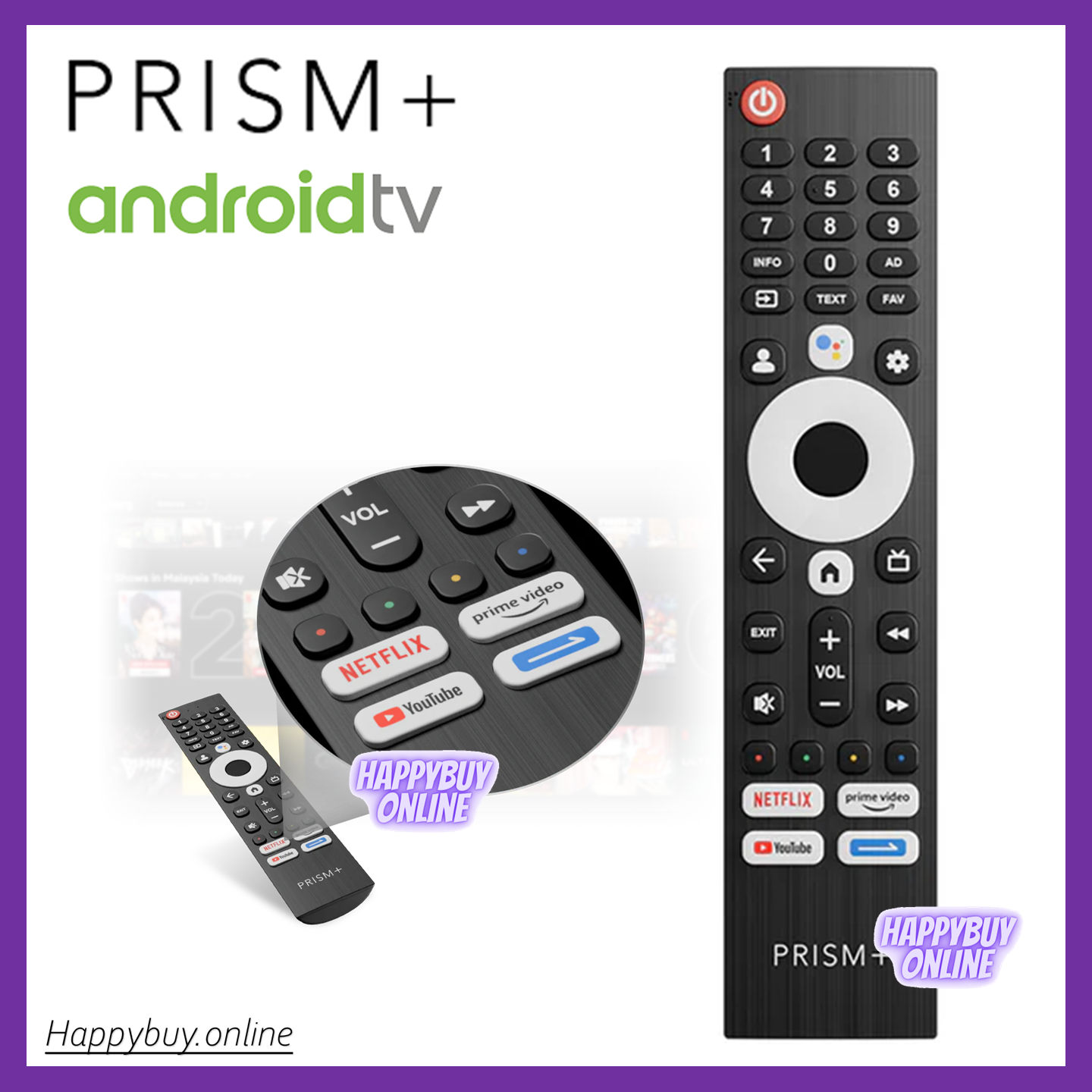 Prism+ Skyworth Android Google TV Remote Control Q55U Q65U Q75U 55G22 ...