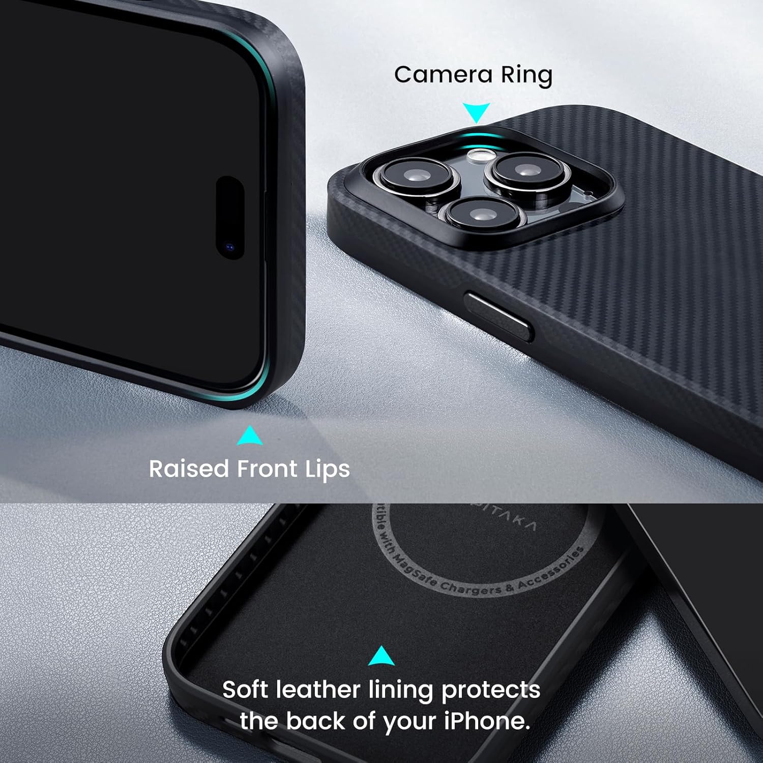Memumi For IPhone 16 Pro Carbon Fiber Case With Wavy Texture, Sturdy - View #6