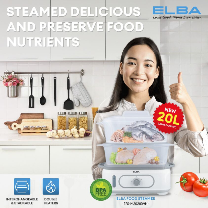 ELBA 20L Food Steamer EFS-M2028 Extra Big size Stim Pengkukus Elektrik ...