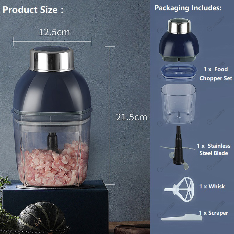 (BLUE)200W 900ml Capsule Cutter Spin Chopper Blender Mixer Masher ...