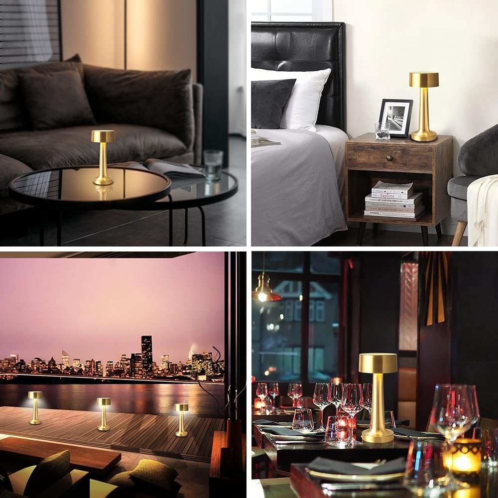 Rechargeable Metal Cordless Lamp Touch Sensor Home Bar Coffee Table ...
