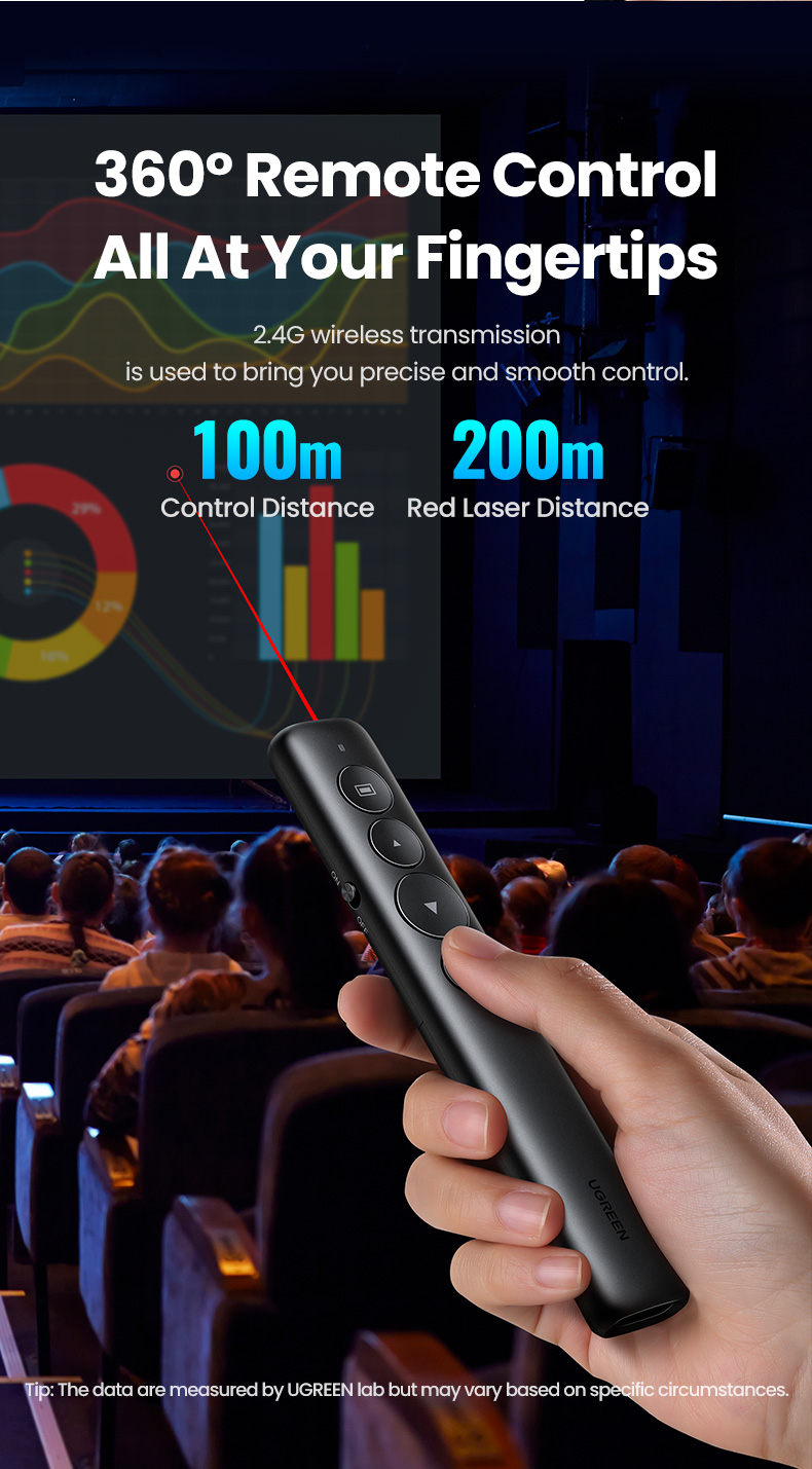 UGREEN Wireless Presenter Presentation Remote Clicker Laser Pointer 2