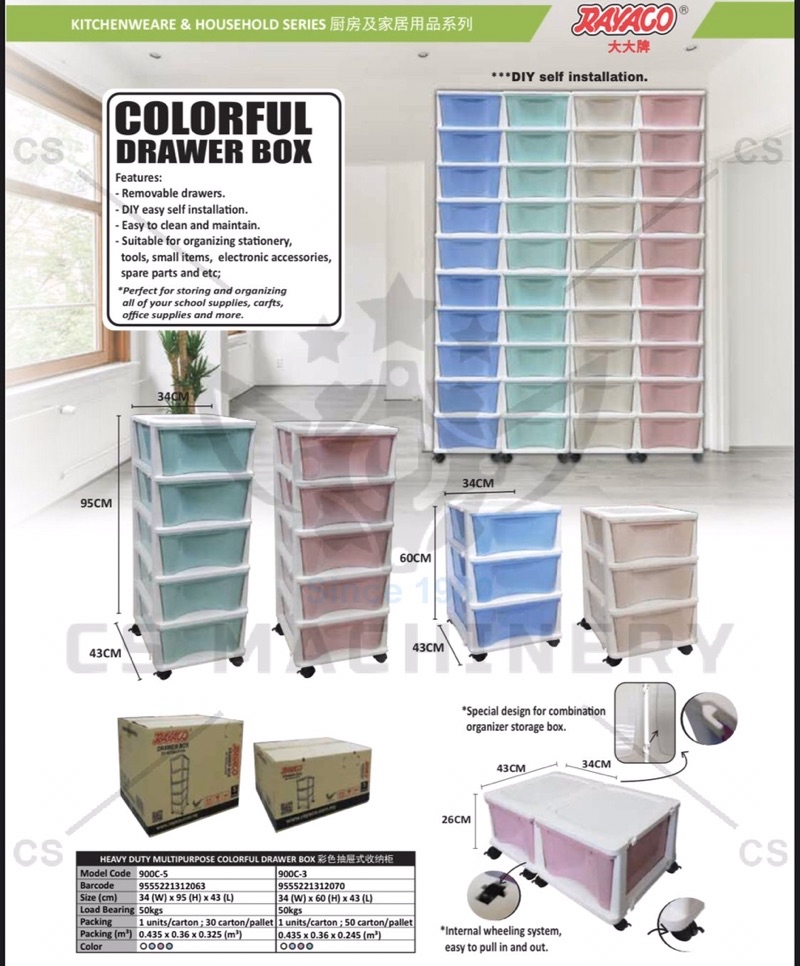 RAYACO Heavyduty DiY Drawer box ,Dispay rack Cloth Drawer laci almari ...
