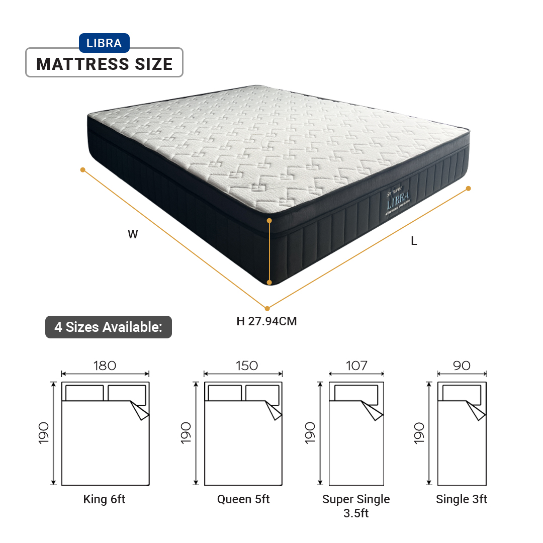 SpinaRez Libra Mattress 11 inch Individual Pocket Spring Mattress (King/Queen/Super Single