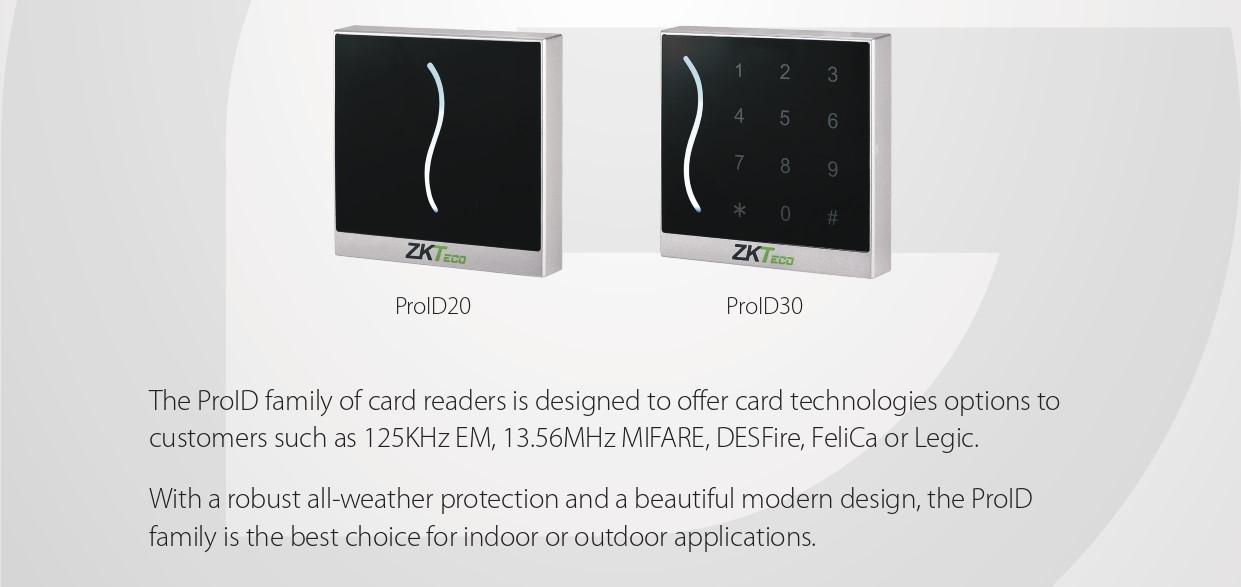 ZKTeco Outdoor Weatherproof 125KHz RFID ID Card Wiegand Door Access ...