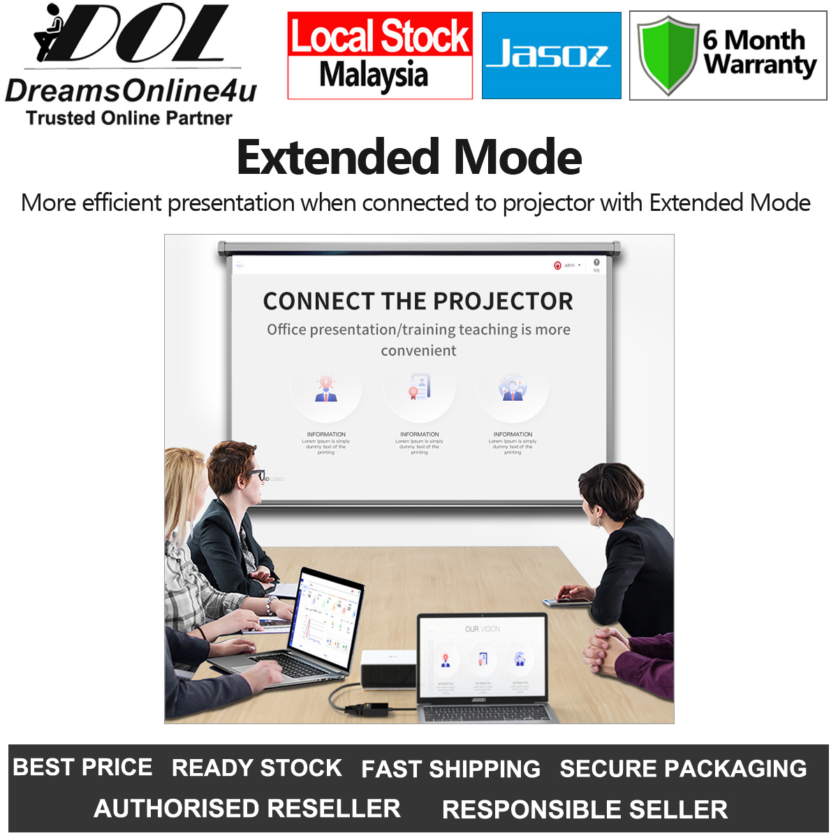 JASOZ G101 HDMI to VGA Adapter FHD 1080p Dual Mirror Extend Mode Gold ...