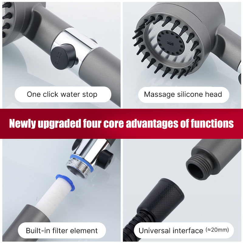 4 In 1 High Pressure Shower Head Handheld Shower Head Bathroom ...