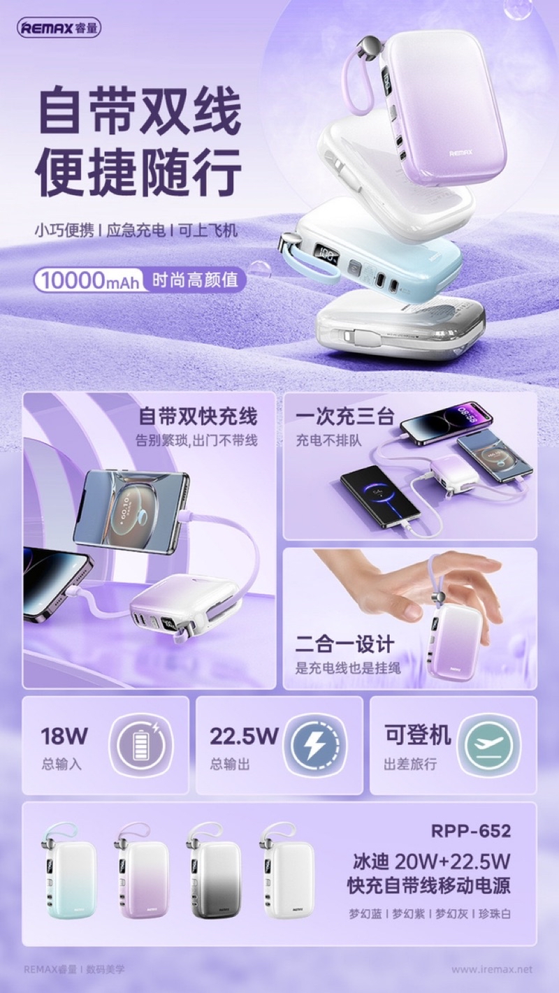 [ ORIGINAL ] REMAX RPP-652 Gradient Color Super Mini Support Super Fast ...