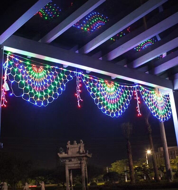 3.5m 3 Peacock Light Mesh Net Led String Lights Deepavali Light Curtain ...
