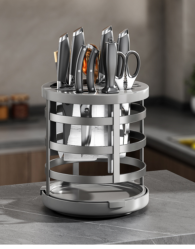 360°Rotatable Kitchen Cutter Holder Carbon Steel Knife Flatware Utensil ...