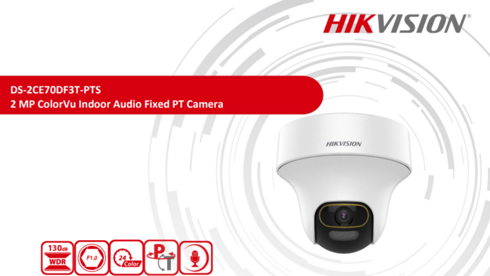 Hikvision 2MP 2 Megapixel 24Color ColorVu Indoor Analog CCTV Camera Mic ...