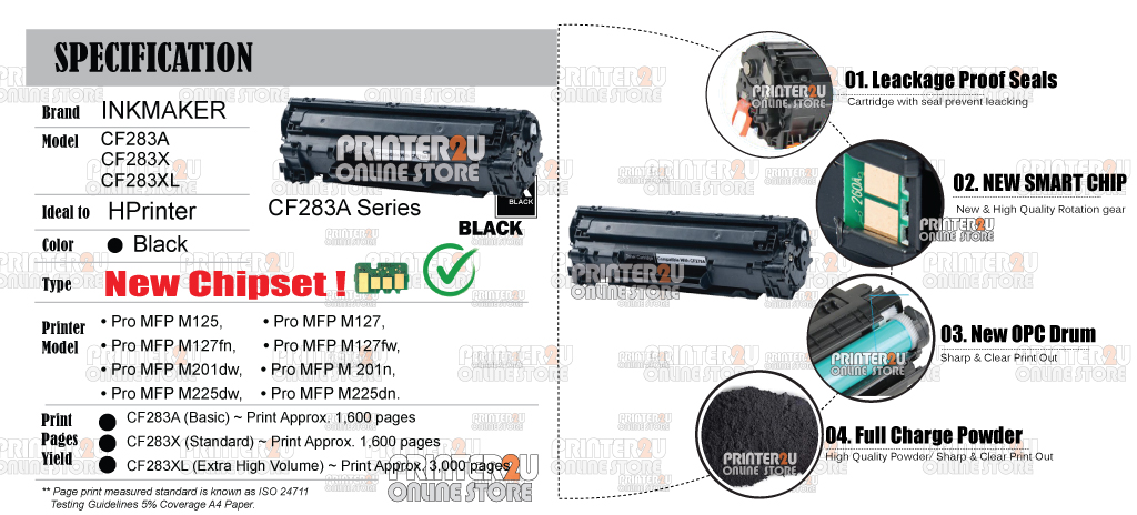 Compatible to H* CF283X CF 283X 83X H*83X LaserJet Pro MFP M125 M127 ...