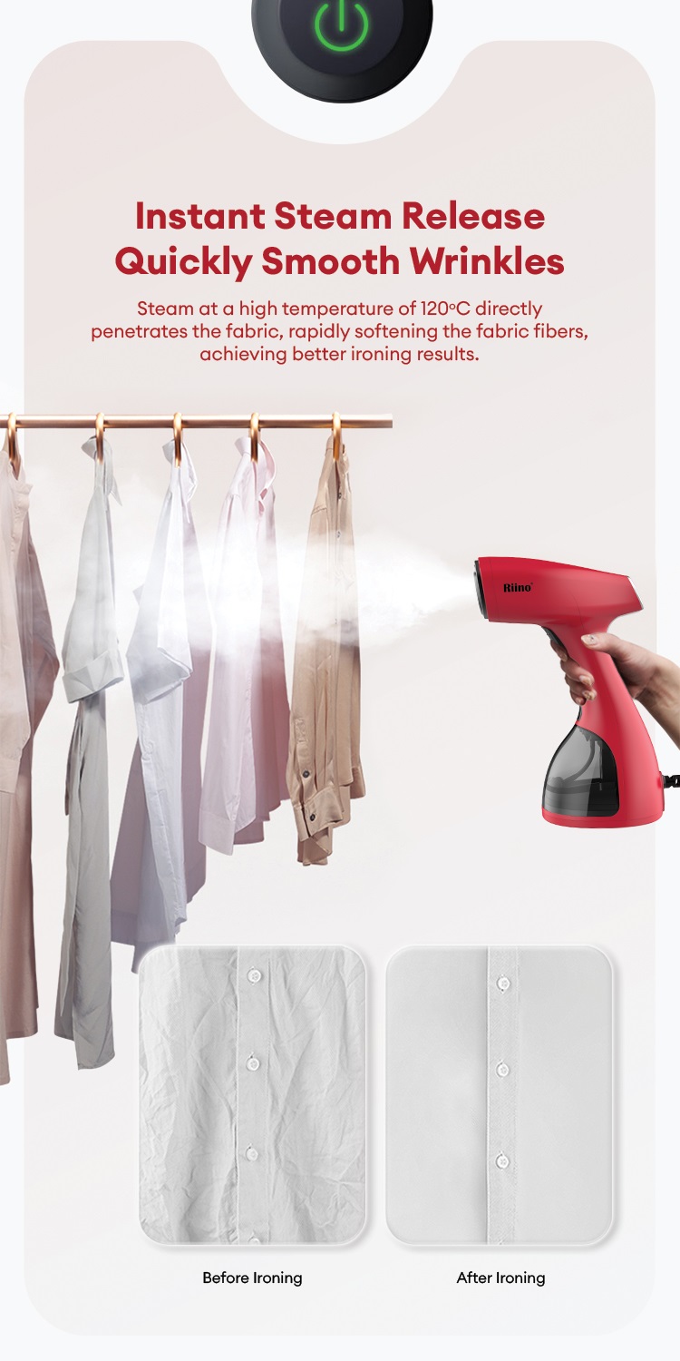 Riino Handheld Garment Steamer Turbo Travel Portable Steam Iron QH09