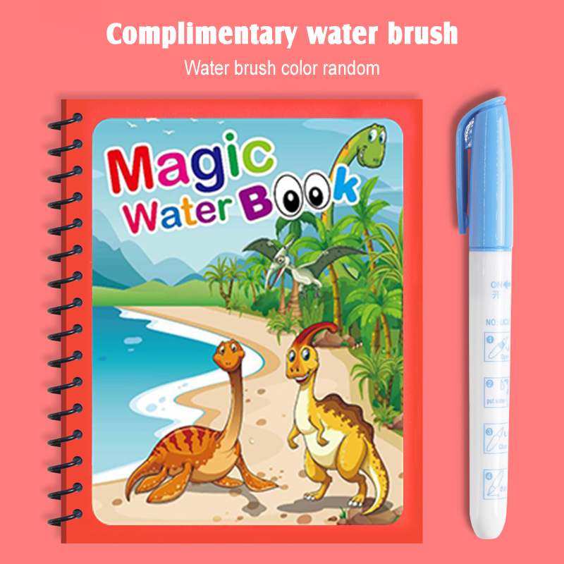 Colourful Book With Paint Brush Kids Magic Water Reusable Coloring Book ...