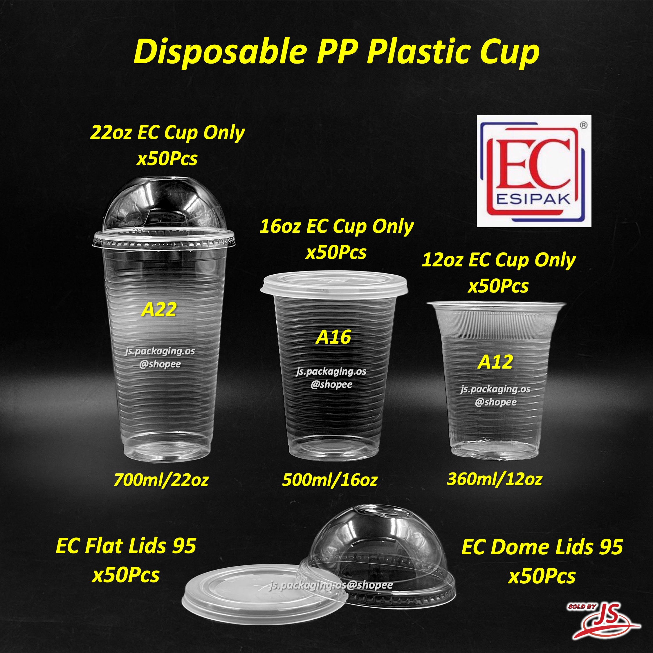 Ec And Benxon 12oz16oz22oz Disposable Plastic Pp Cup With Flatdome Lid