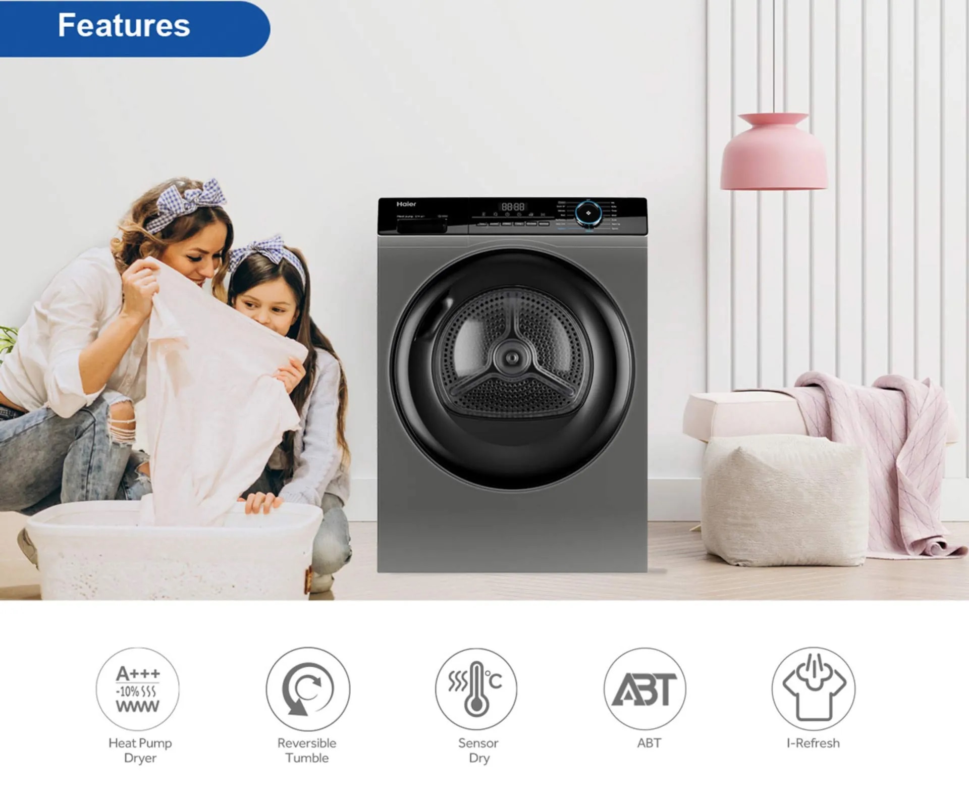 NEW Haier Heat Pump Dryer Inverter 10KG Mesin Pengering Baju Tumble ...