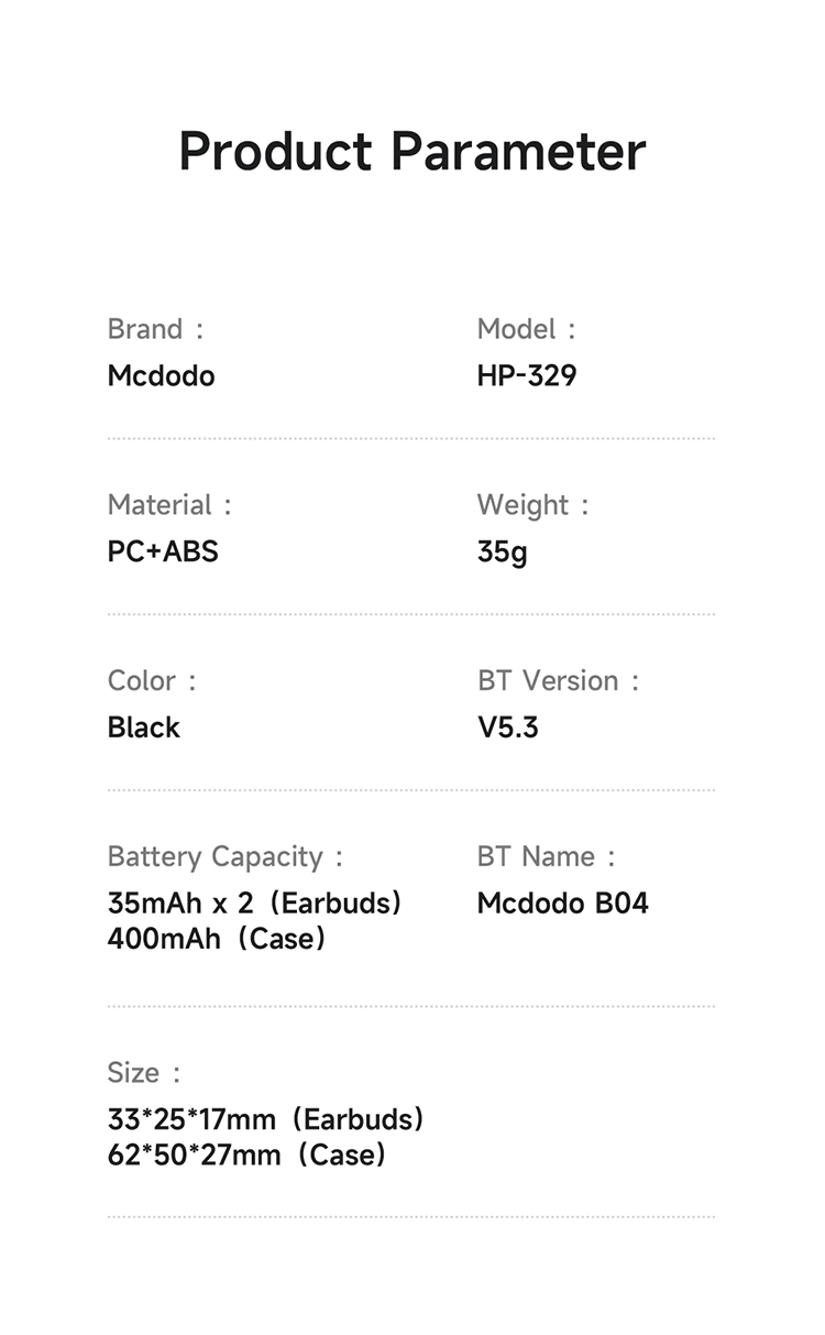 Mcdodo True Wireless Earbuds -HP3290 xcessorieshub
