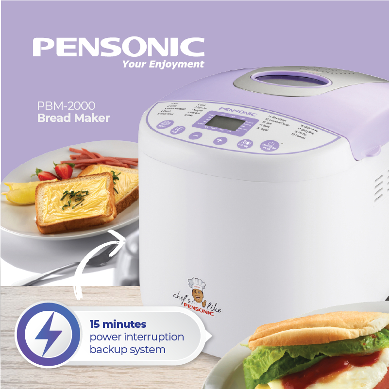 [19 𝙁𝙪𝙣𝙘𝙩𝙞𝙤𝙣𝙨] Pensonic Bread Maker PBM2000 (Breadmaker Dough