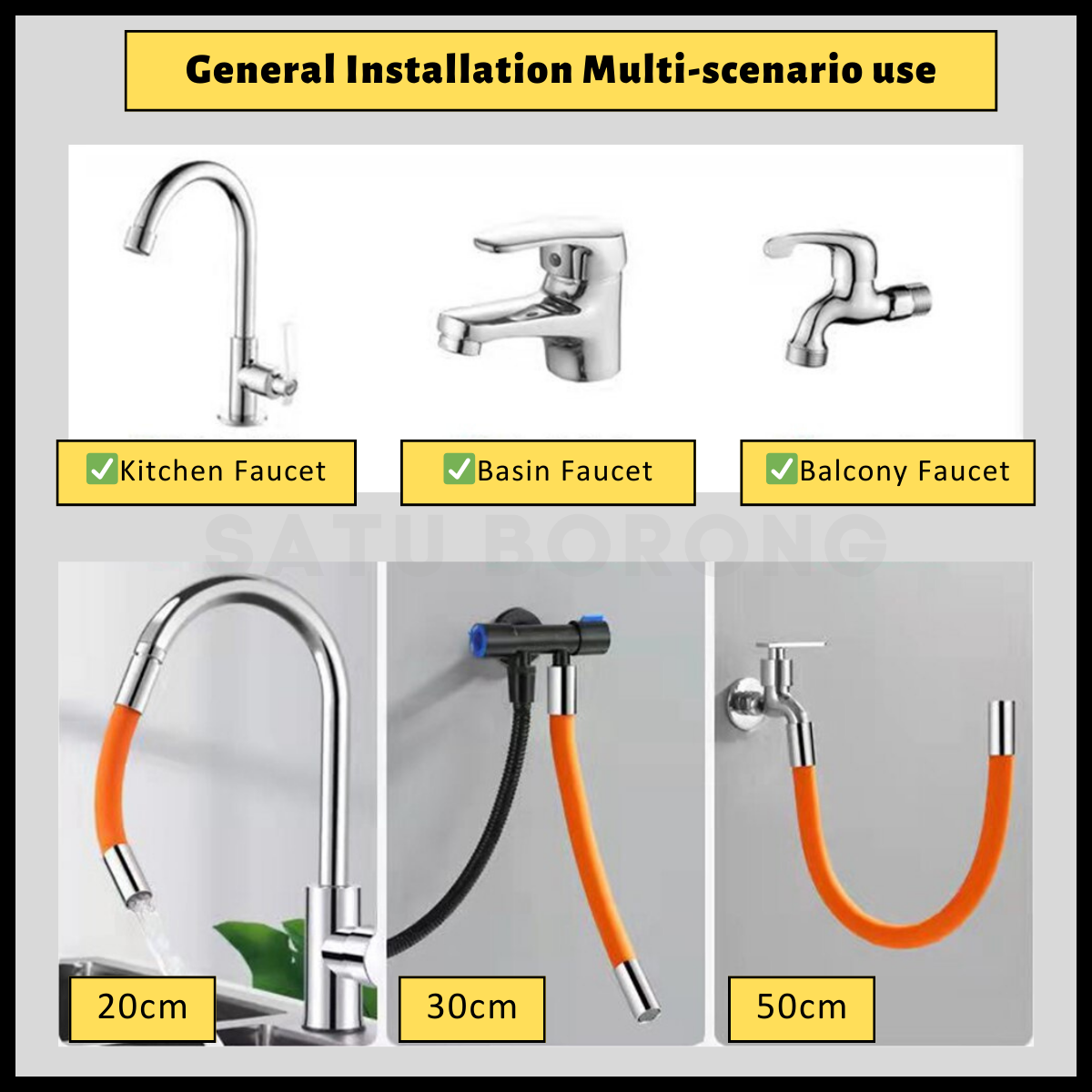 Penyambung Dapur Sinki Bilik Air Tandas Faucet Extender Rotating Water ...