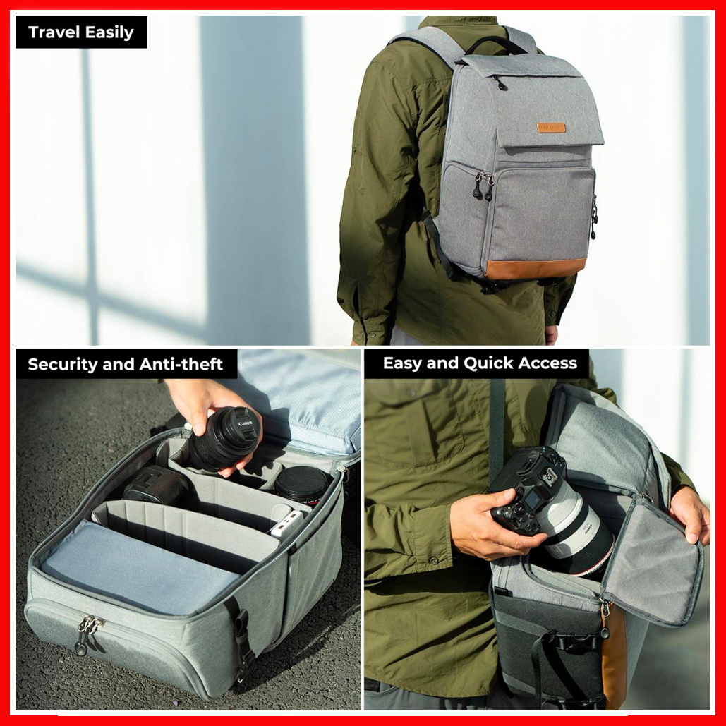 K&F Concept BETA bag Canvas Side Load camera backpack with laptop