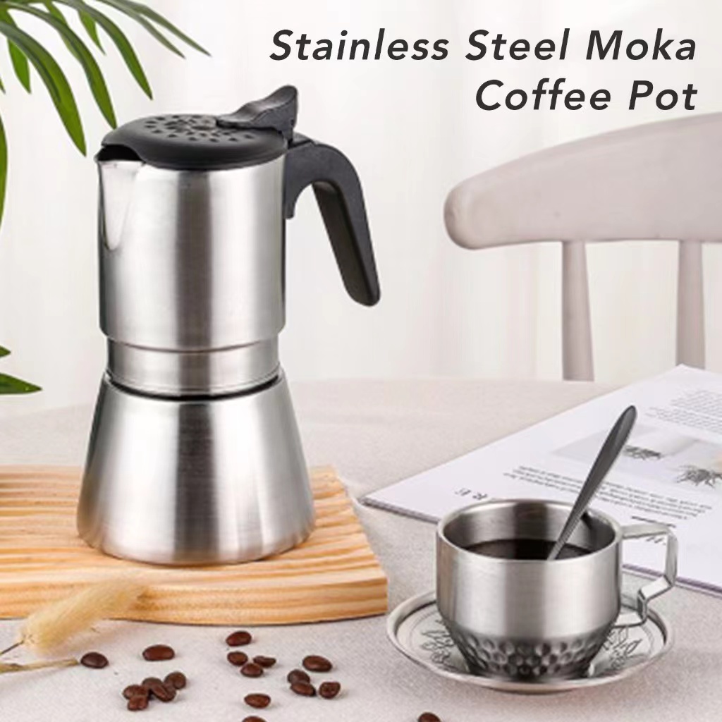 304 Stainless Steel Moka Pot Hand Brewed Coffee Pot High Pressure Cold ...