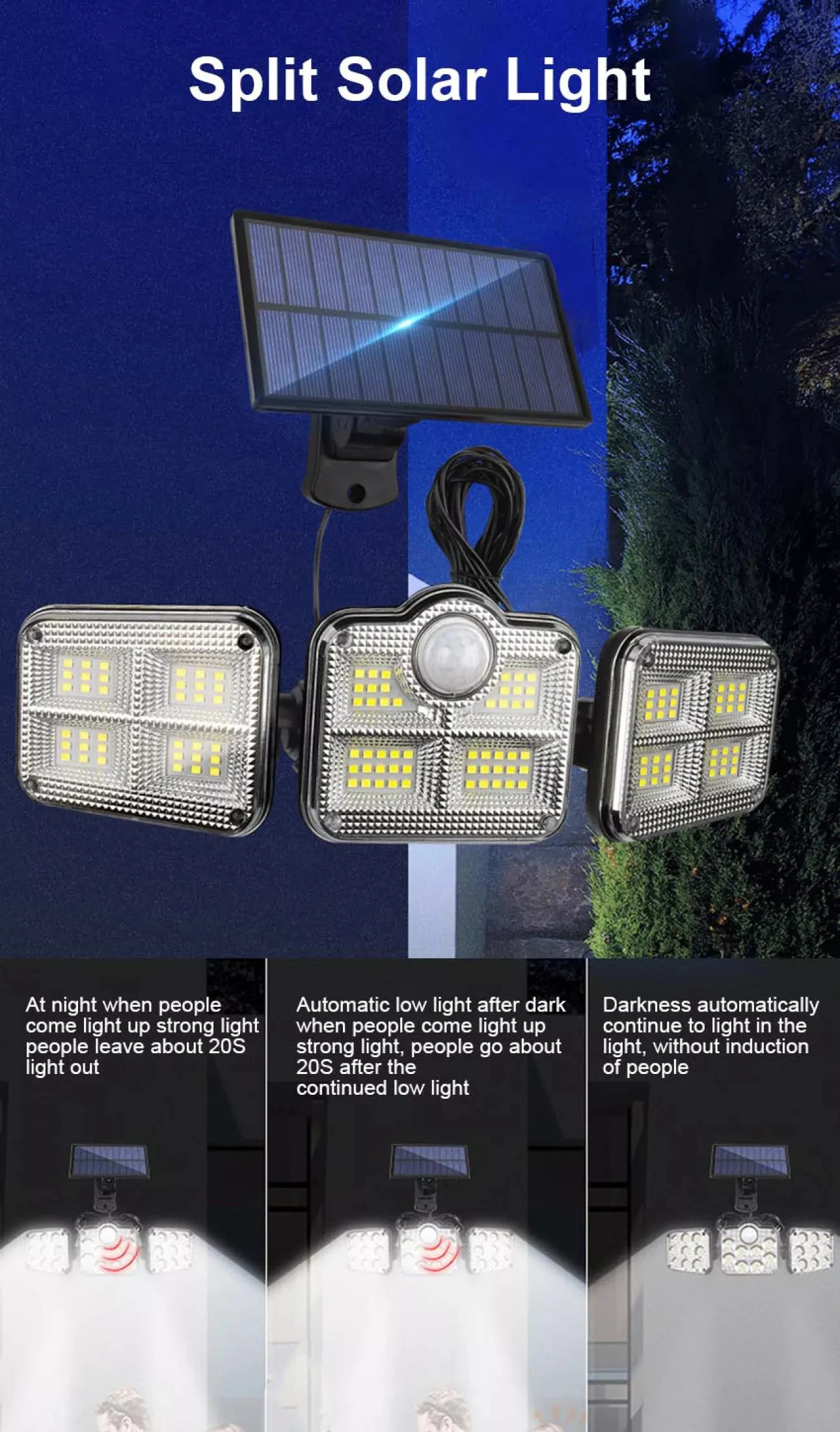 198 Led Solar Outdoor Wall Light Motion Sensor Light Waterproof Wall ...