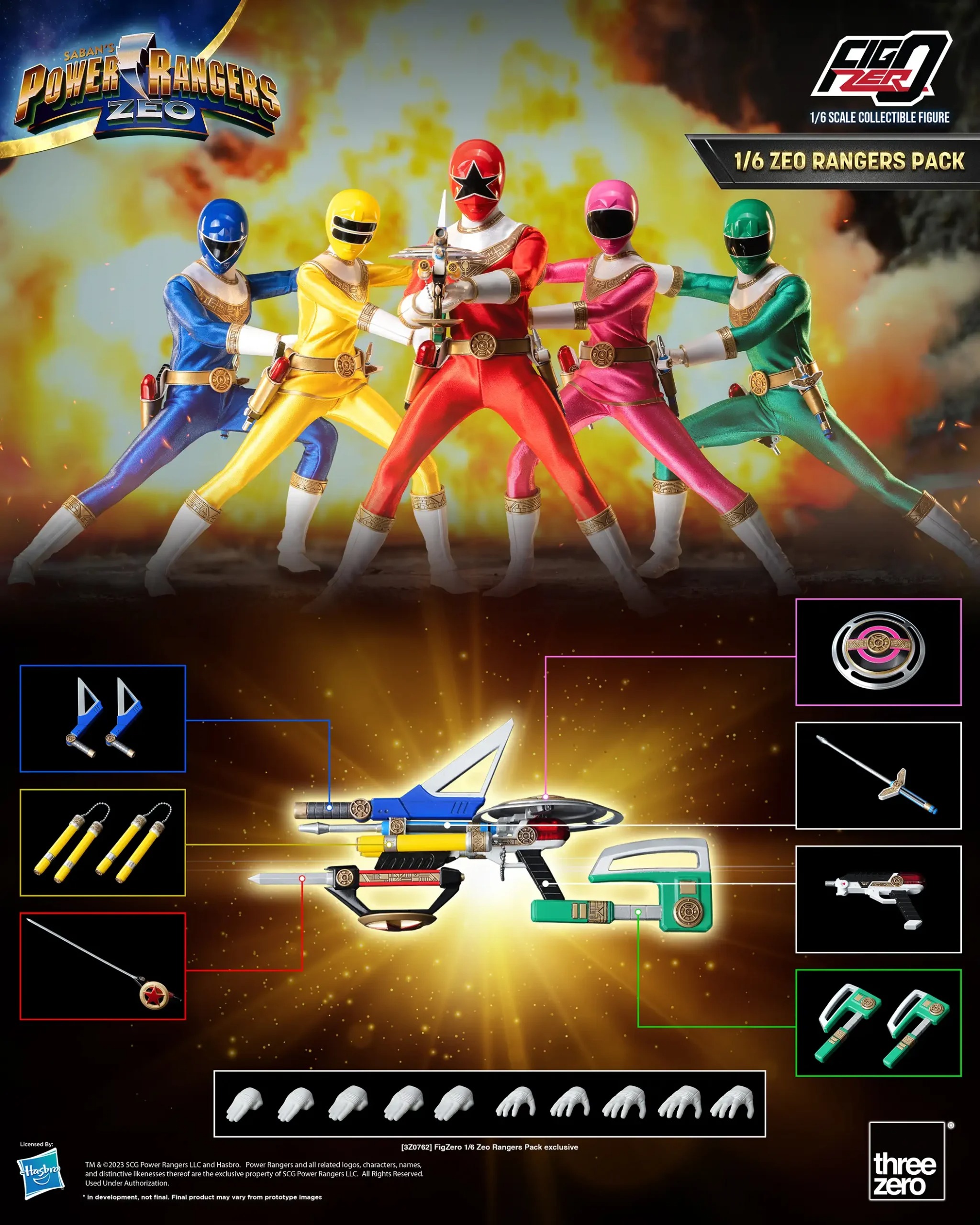 Threezero - Power Rangers Zeo - FigZero 1/6 Zeo Rangers Pack[Ready ...