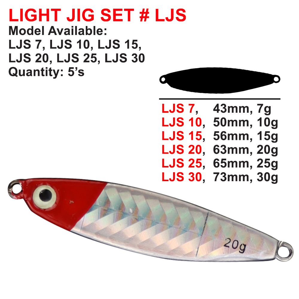 Bakau Light Jig Set Fishing Accessories Jigging Set Gewang Pancing 5 IN ...