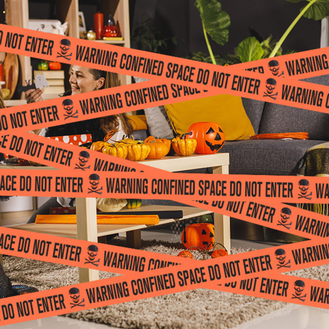 1pc Halloween Warning Plastic Tape Signs Halloween Props Danger Warning ...