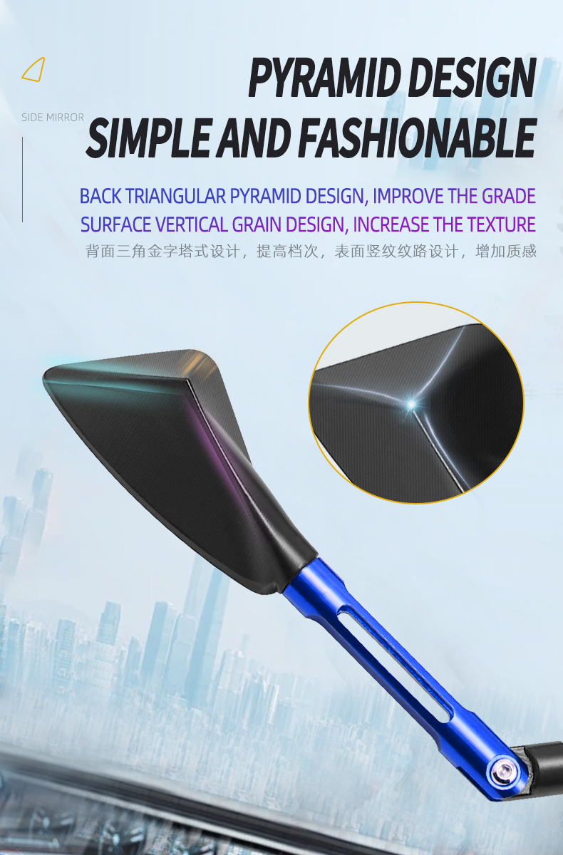 Universal Rear View Mirror Side Mirror Alloy CNC Blue Cermin Sisi Aloy ...