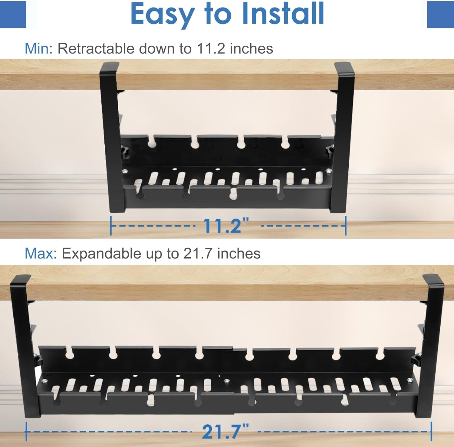 Under the Table Cable Management Rack No Drill Cable Tray Basket for ...