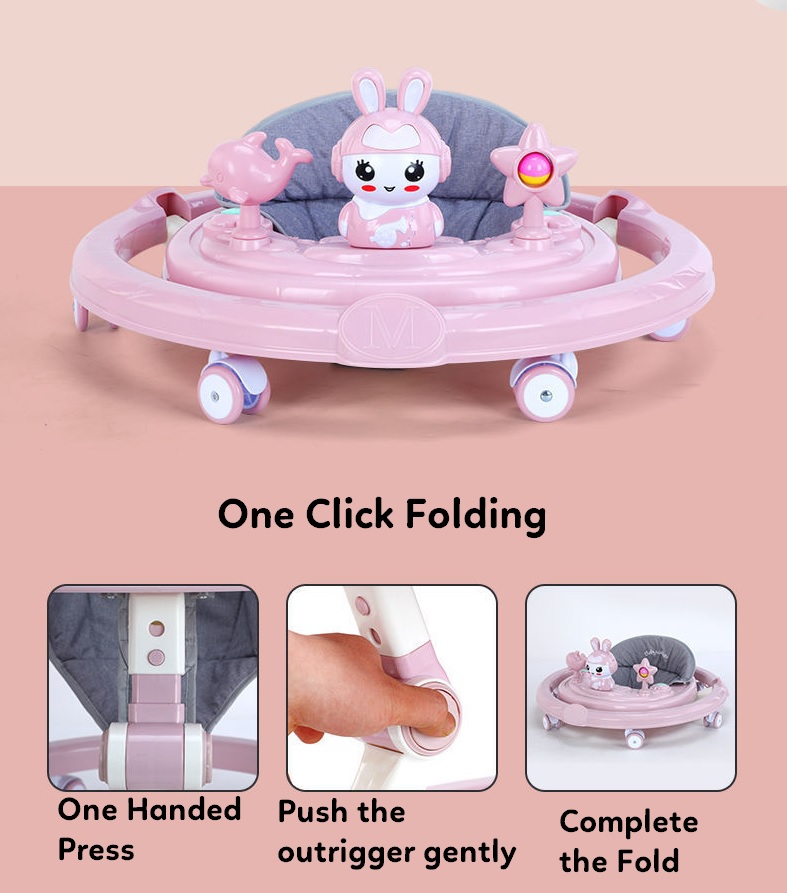 Baabus Jupitar 3-in-1 Robust Baby Walker/Multifunction/Anti-o Shaped Leg/Height Adjustment/Anti-Fall/Music Box for Newborn/girl/boy/6-15months with SEAT Cushion Green