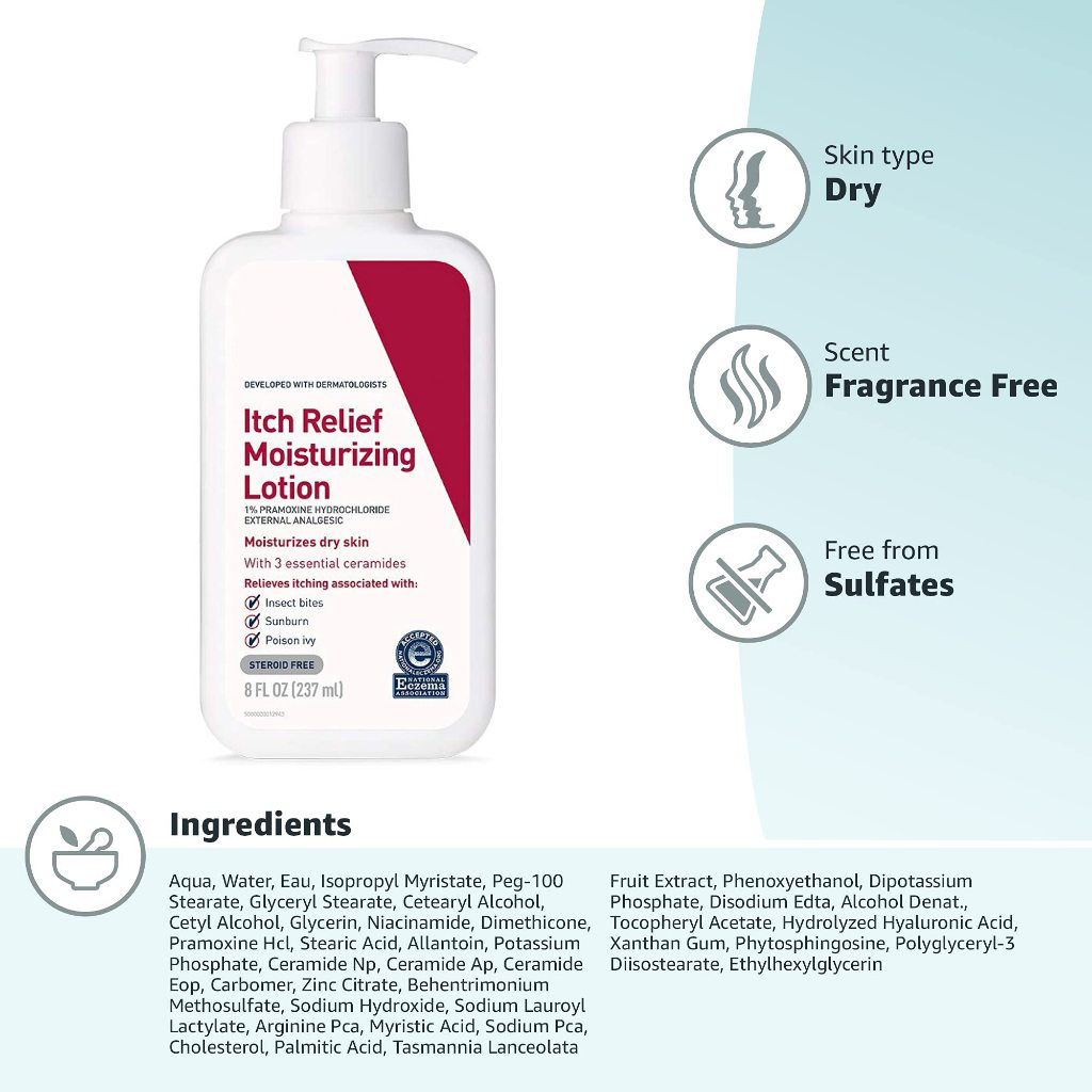 US Itch Relief Moisturizing Lotion 237ML Anti-Itch Body Lotion, Eczema ...