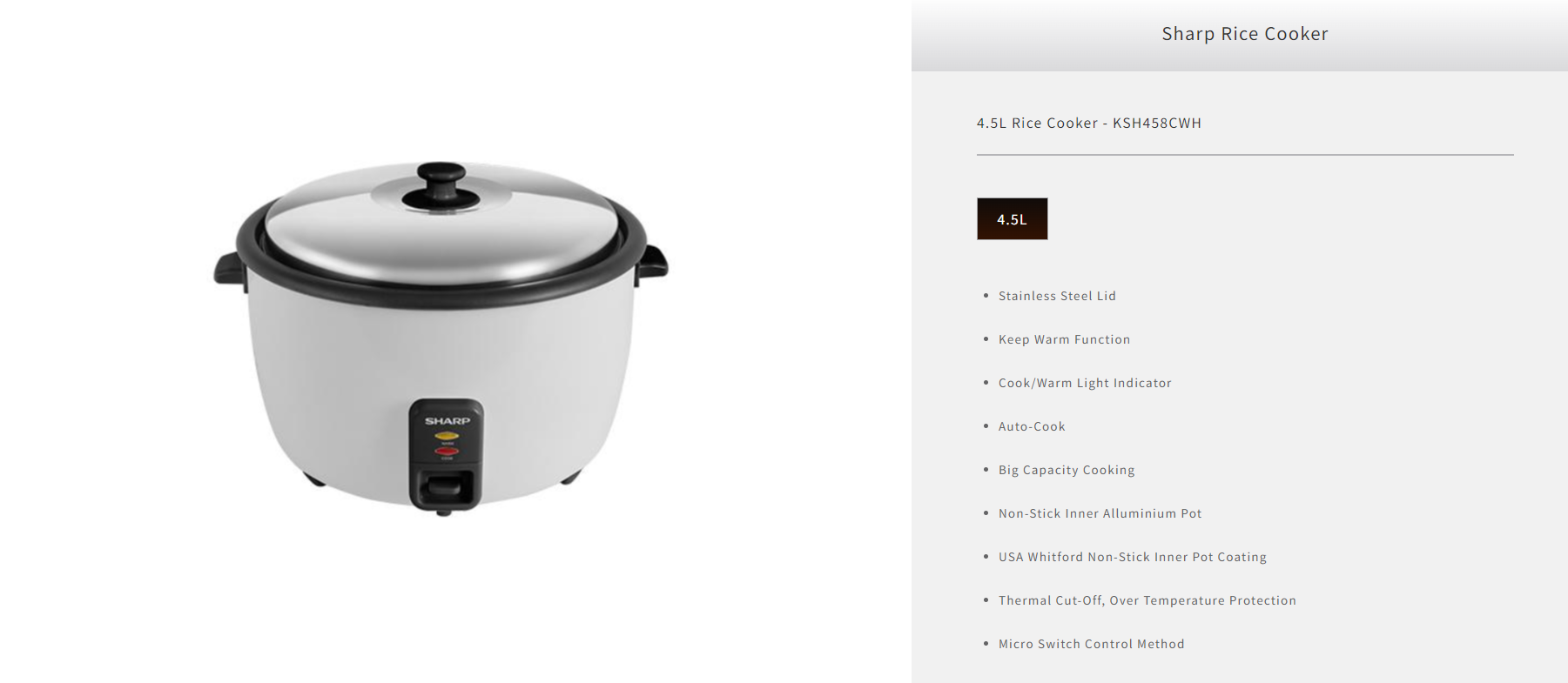 Sharp Commercial Electric Rice Cooker 4.5L 25 Cups Periuk Nasi Elektrik ...