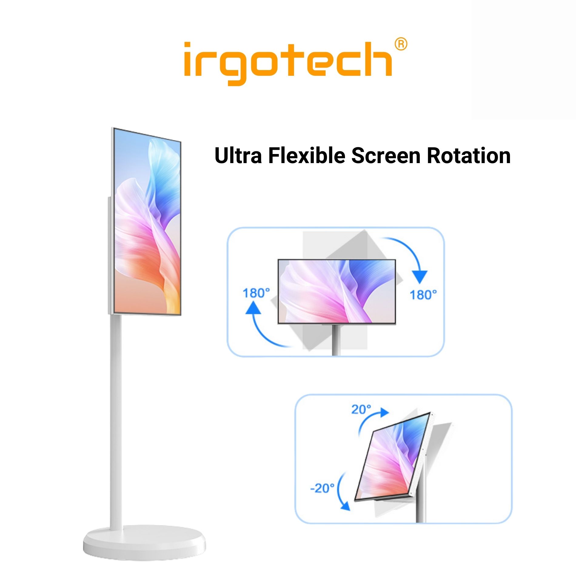 IRGOTECH 21.5'' FHD Smart Monitor with Floor Stand Touch Screen Monitor ...