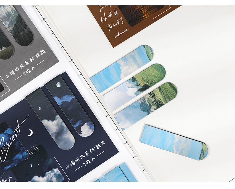 Whitespace 2pcs Scenery Magnet Bookmark Magnetic Booktab Label Clip ...