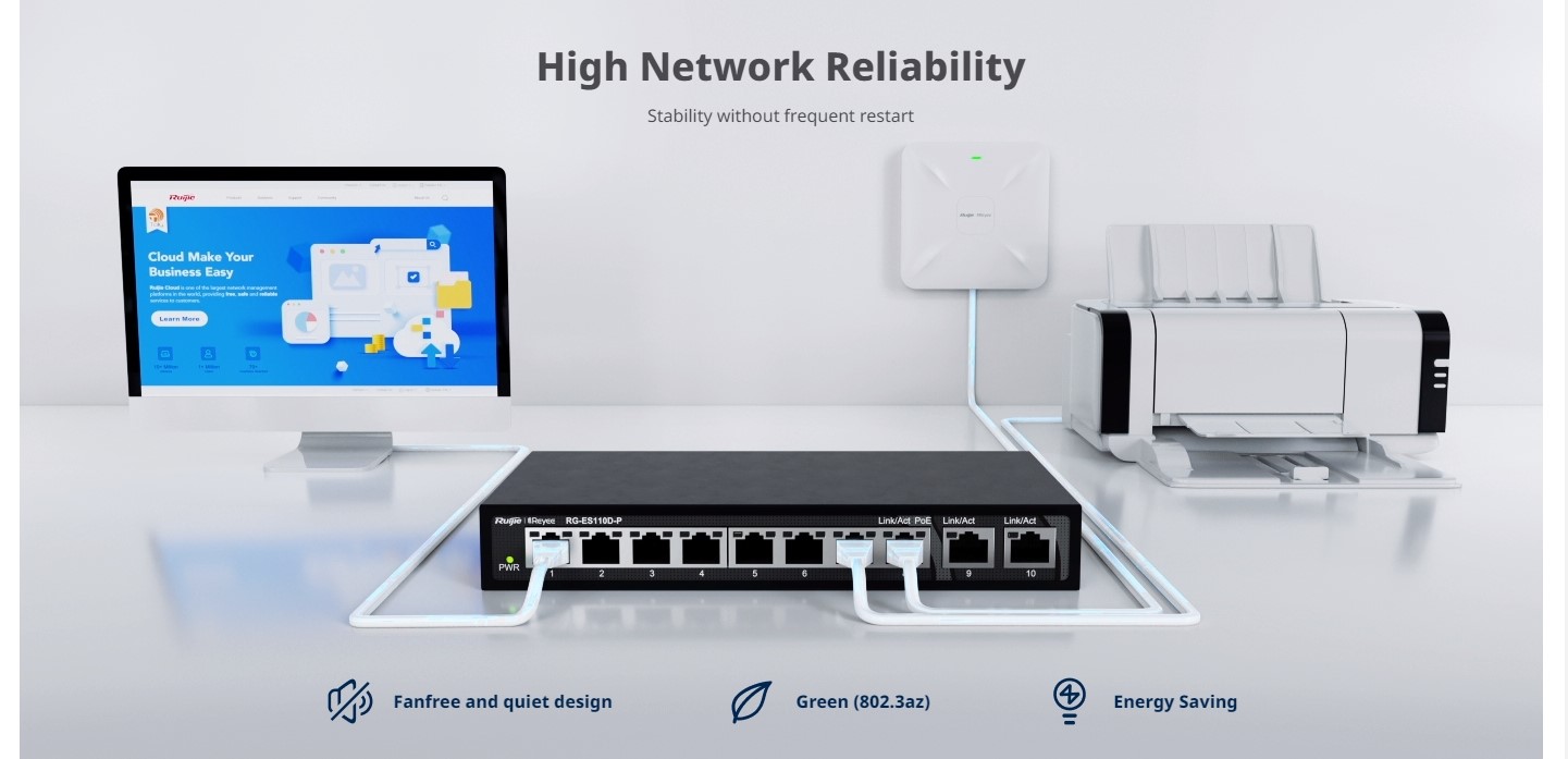 Ruijie 16 Port Gigabit Unmanaged Desktop IP Network Internet Switch 16 ...