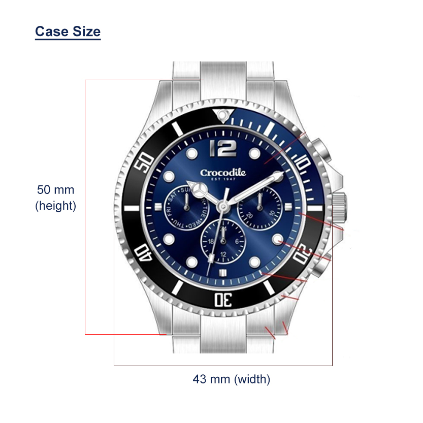 Crocodile Japan Quartz 3 Eyes Rotate Uni Direction Turning Bezel ...